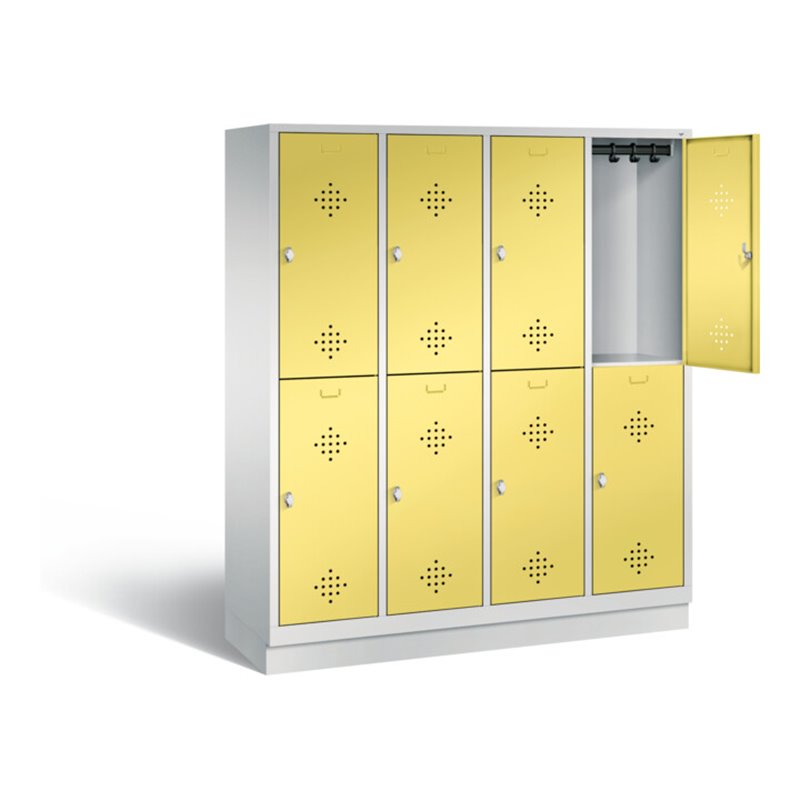 C+P Spind doppelstöckig Classic, H1800xB1590xT500mm, Front Schwefelgelb, Korpus Lichtgrau (8320-42)