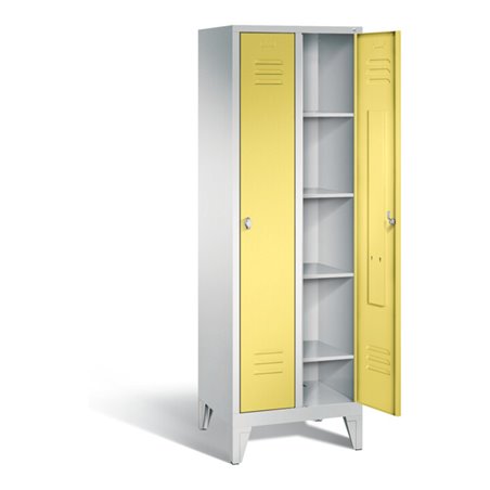 C+P Wäsche-Spind Classic, H1850xB610xT500mm, Front Schwefelgelb, Korpus Lichtgrau (8010-20B)