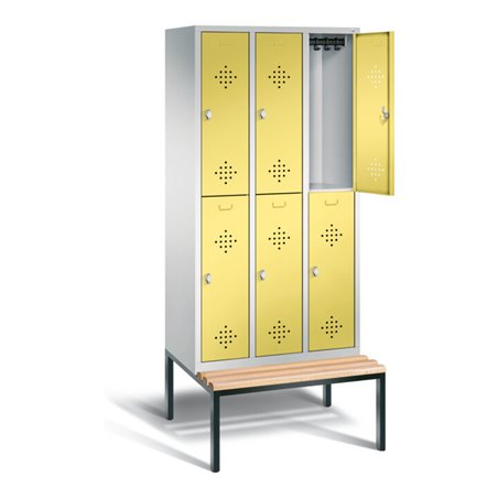 C+P Spind doppelstöckig Classic, H2090xB900xT815mm, Front Schwefelgelb, Korpus Lichtgrau, Gestell Schwarzgrau (8350-30)