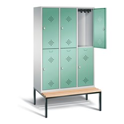 C+P Spind doppelstöckig Classic, H2090xB1200xT815mm, Front Lichtgrün, Korpus Lichtgrau, Gestell Schwarzgrau (8350-32)