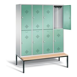 C+P Spind doppelstöckig Classic, H2090xB1590xT815mm, Front Lichtgrün, Korpus Lichtgrau, Gestell Schwarzgrau (8350-42)