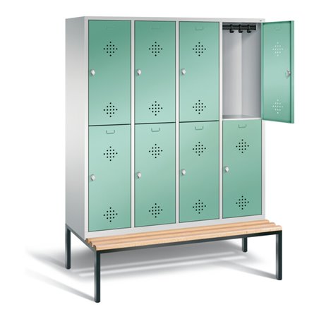 C+P Spind doppelstöckig Classic, H2090xB1590xT815mm, Front Lichtgrün, Korpus Lichtgrau, Gestell Schwarzgrau (8350-42)