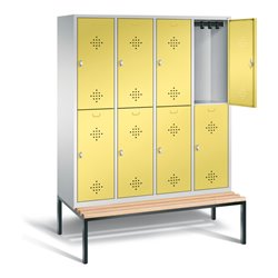 C+P Spind doppelstöckig Classic, H2090xB1590xT815mm, Front Schwefelgelb, Korpus Lichtgrau, Gestell Schwarzgrau (8350-42)