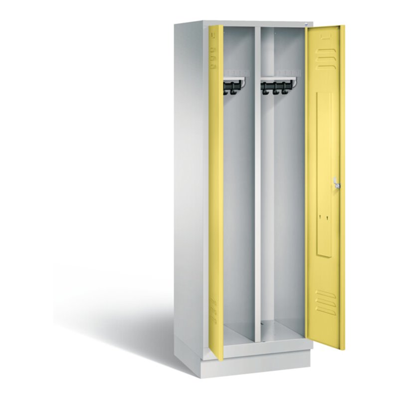 C+P Schwarz-Weiss-Spind Classic, H1800xB610xT500mm, Front Schwefelgelb, Korpus Lichtgrau (8022-20)