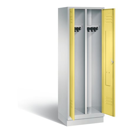 C+P Schwarz-Weiss-Spind Classic, H1800xB610xT500mm, Front Schwefelgelb, Korpus Lichtgrau (8022-20)