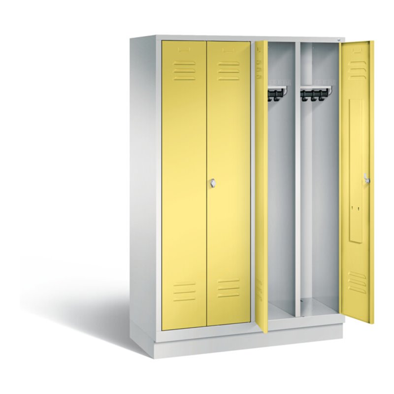 C+P Schwarz-Weiss-Spind Classic, H1800xB1190xT500mm, Front Schwefelgelb, Korpus Lichtgrau (8022-40)