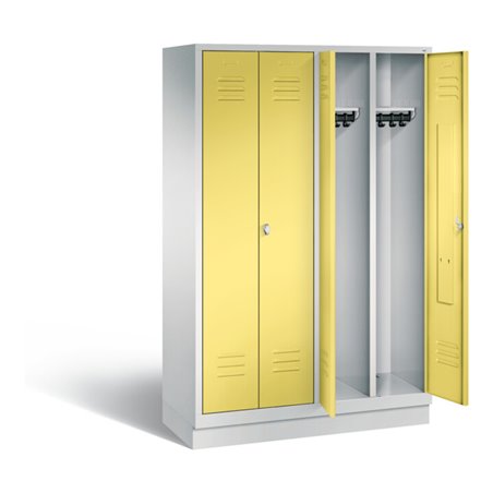 C+P Schwarz-Weiss-Spind Classic, H1800xB1190xT500mm, Front Schwefelgelb, Korpus Lichtgrau (8022-40)