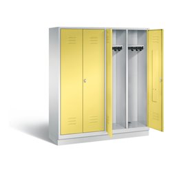 C+P Schwarz-Weiss-Spind Classic, H1800xB1590xT500mm, Front Schwefelgelb, Korpus Lichtgrau (8022-42)