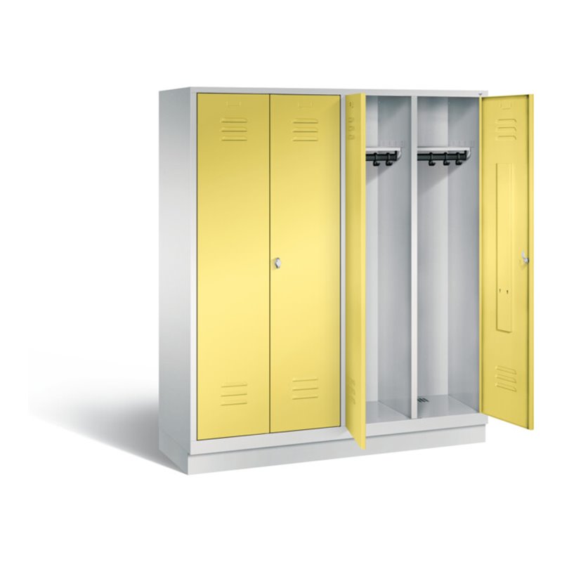 C+P Schwarz-Weiss-Spind Classic, H1800xB1590xT500mm, Front Schwefelgelb, Korpus Lichtgrau (8022-42)