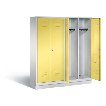 C+P Schwarz-Weiss-Spind Classic, H1800xB1590xT500mm, Front Schwefelgelb, Korpus Lichtgrau (8022-42)