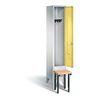 C+P Garderobenschrank Classic, H1850xB320xT500mm, Front Schwefelgelb, Korpus Lichtgrau, Gestell Schwarzgrau (8030-10)
