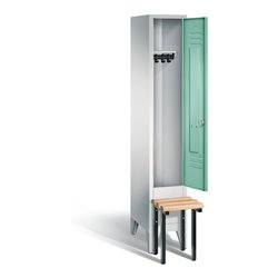 C+P Garderobenschrank Classic, H1850xB320xT500mm, Front Lichtgrün, Korpus Lichtgrau, Gestell Schwarzgrau (8030-10)