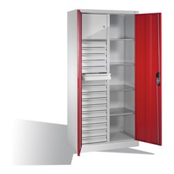 C+P Werkzeugschrank Acurado, H1950xB930xT500mm, Front Rubinrot, Korpus Lichtgrau (8921-301)