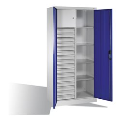 C+P Werkzeugschrank Acurado, H1950xB930xT500mm, Front Enzianblau, Korpus Lichtgrau (8921-301)