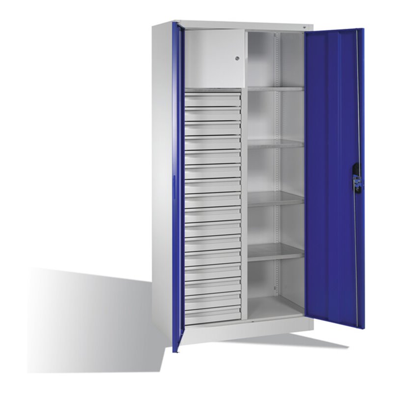 C+P Werkzeugschrank Acurado, H1950xB930xT500mm, Front Enzianblau, Korpus Lichtgrau (8921-301)
