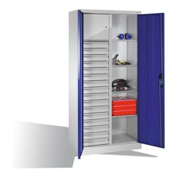 C+P Werkzeugschrank Acurado, H1950xB930xT500mm, Front Enzianblau, Korpus Lichtgrau (8921-301)
