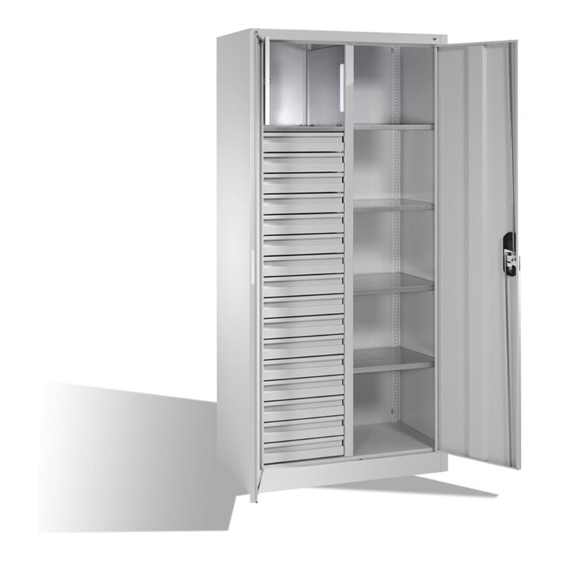 C+P Werkzeugschrank Acurado, H1950xB930xT500mm, Front Lichtgrau, Korpus Lichtgrau (8921-301)