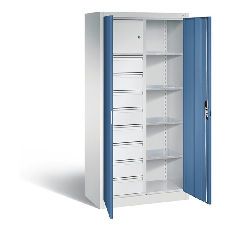 C+P Werkzeugschrank Acurado, H1950xB930xT500mm, Front Fernblau, Korpus Lichtgrau (8921-306)