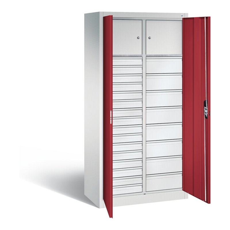 C+P Werkzeugschrank Acurado, H1950xB930xT500mm, Front Rubinrot, Korpus Lichtgrau (8921-302)