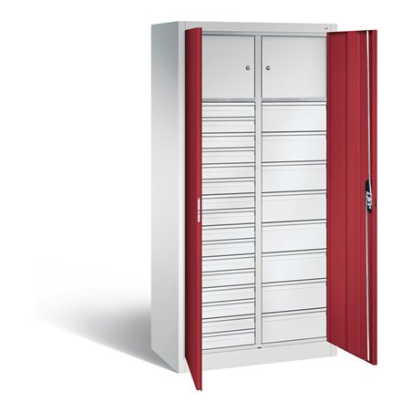 C+P Werkzeugschrank Acurado, H1950xB930xT500mm, Front Rubinrot, Korpus Lichtgrau (8921-302)