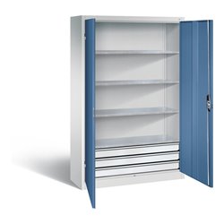 C+P Werkzeugschrank Acurado, H1950xB1200xT400mm, Front Fernblau, Korpus Lichtgrau (8930-503)