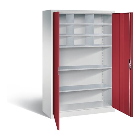 C+P Werkzeugschrank Acurado, H1950xB1200xT500mm, Front Rubinrot, Korpus Lichtgrau (8931-314)