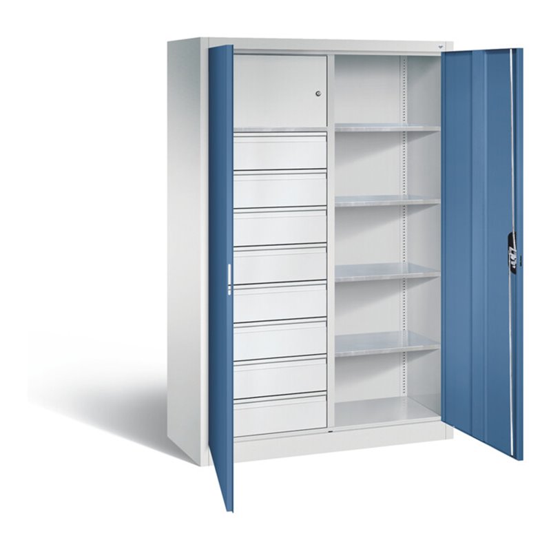 C+P Werkzeugschrank Acurado, H1950xB1200xT500mm, Front Fernblau, Korpus Lichtgrau (8931-306)