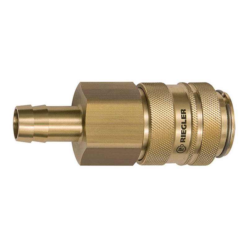 Riegler Schnellverschlusskupplung NW 19, Messing blank, Tülle LW 25