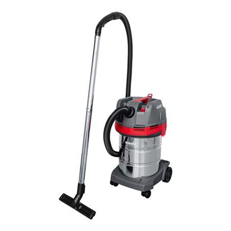 Starmix Allzweck-Sauger (nass/trocken) mit 27l-Edelstahl-Behälter und Steckdose bei Arbeiten mit geringer Staubemission mit Pres