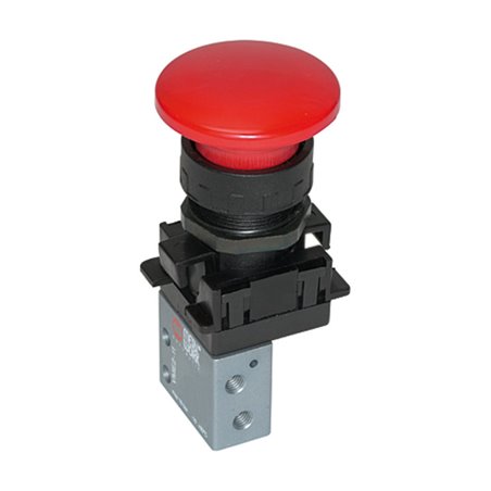 Riegler 3/2-Miniventil, manuell, Pilztaster, NC, monostabil, 4 mm seitl.