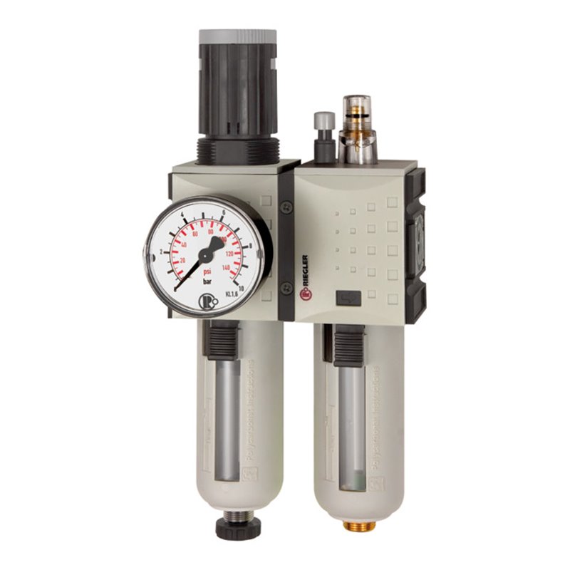 Riegler Wartungseinheit 2-tlg. »FUTURA«, PC, BG 2, G 1/2, 0,2 - 4 bar, HA