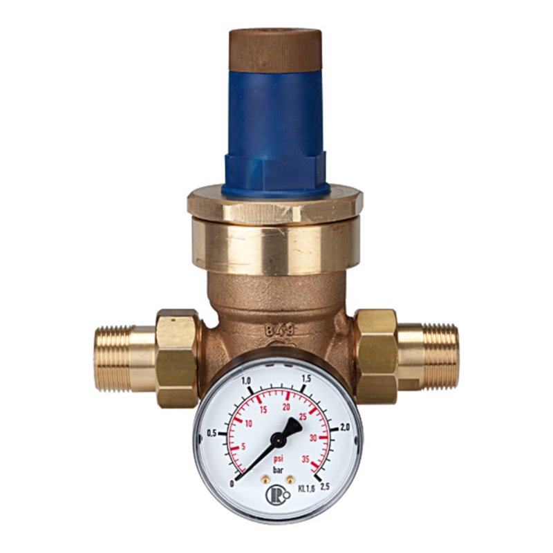 Riegler Druckregler für Wasser, inkl. Manometer, R 3/4, 0,2 - 2 bar