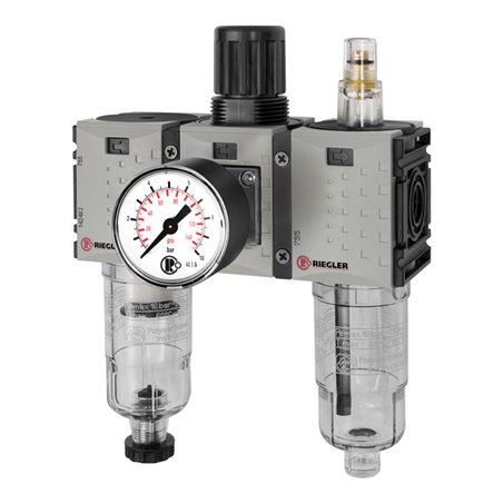 Riegler WE 3-tlg. »FUTURA-mini«, PC-Beh., Standardmano, G 1/4, 0,5-10, HA