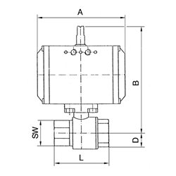 Riegler Messingkugelhahn, pneumat. Stellantrieb federöffn., Rp 1/2, L133