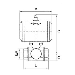 Riegler ES-Kuha, pneumat. Stellantrieb doppeltwirkend, L-Bohrung, Rp 2