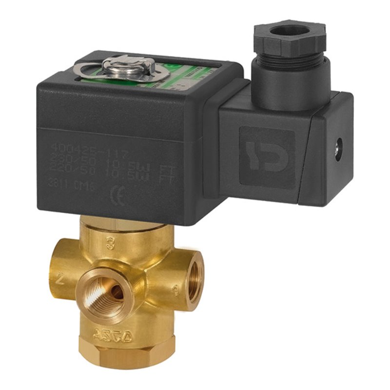 Riegler 3/2-Wege-MV.,MS,NC,direktg. 230 V,50-60 Hz,NBR,Rp 1/4, PN 0-6 bar