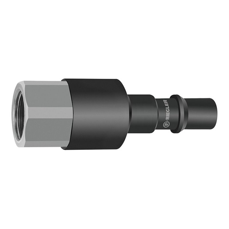 Riegler Nippel mit RSV für Kupplungen NW 11, ISO 6150 C, Stahl, G 1/2 IG