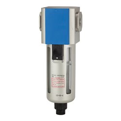 Riegler Filter »G«, PC-Beh., Schutzkorb, 5 µm, BG 300, G 1/4, Ablass: VA