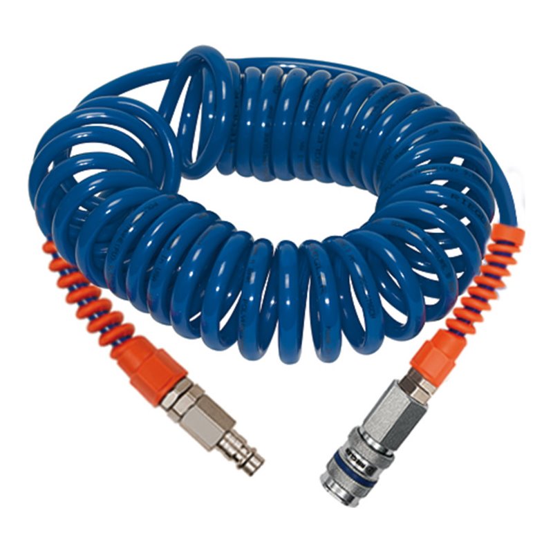 Riegler Spiralschlauch-Stahlkupplung-Set, PU, Schlauch-Ã¸ 12x8, 6,0 m, SP 18-600SSD