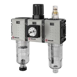 Riegler WE 3-tlg. »FUTURA-mini«, PC-Beh., Kompaktmano, G 1/4, 0,1-4, HA