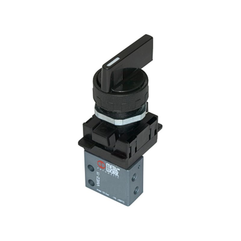 Riegler 3/2-Miniventil, manuell, Drehhebel, NC, monostabil, 4 mm seitlich