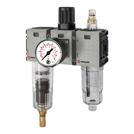 Riegler WE 3-tlg. »FUTURA-mini«, PC-Beh., Standardmano, G 1/4, 0,1-4, VA