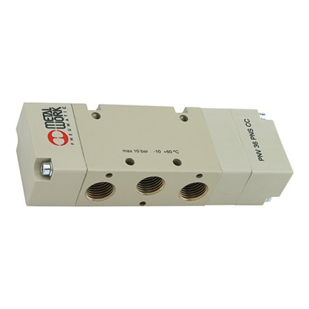 Riegler 5/3-Wegeventil, pneumatisch, G 1/2, Mitte belüftet