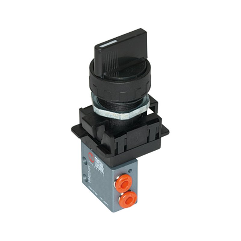 Riegler 3/2-Miniventil, manuell, Drehknopf, NC, monostabil, M5 seitlich