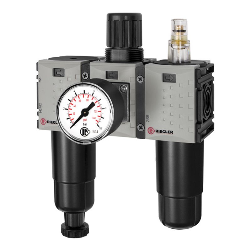 Riegler WE 3-tlg.  »FUTURA-mini «, Metallbe., Stand.mano., G1/4, 0,5-10, HA