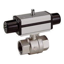 Riegler Messingkugelhahn, pneumat. Stellantrieb, einfachwirkend, Rp 1