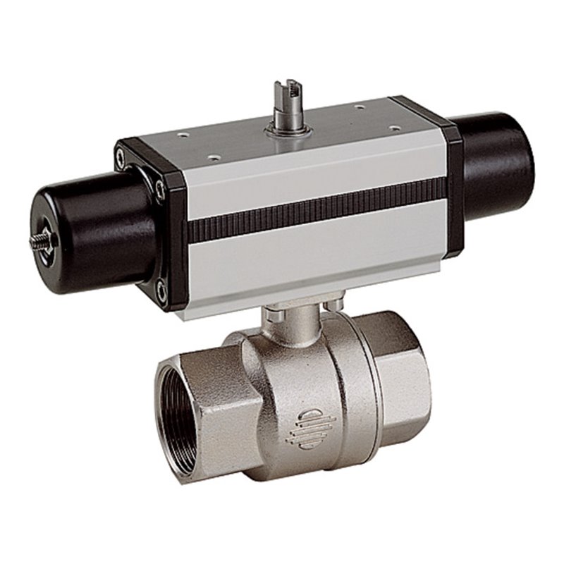 Riegler Messingkugelhahn, pneumat. Stellantrieb, einfachwirkend, Rp 1