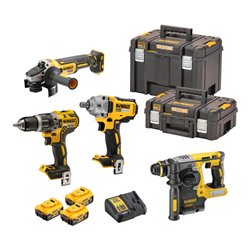 DEWALT Akku-Schlagbohrschrauber-Set 18V / 5Ah DCD 796, DCF 894, DCH 273, DCG 405, DCB 184
