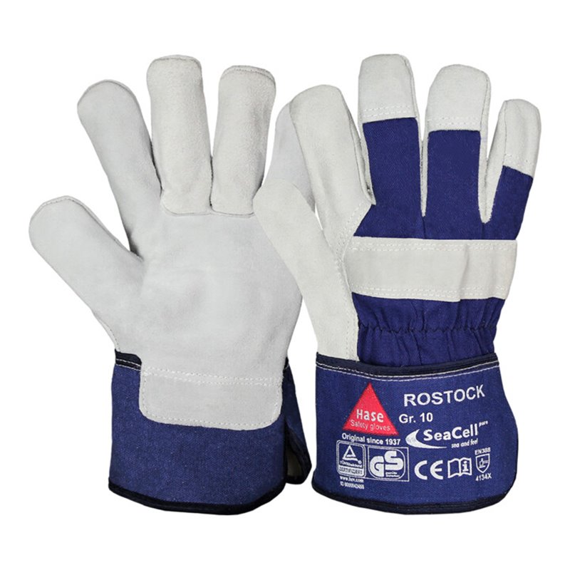 Hase Arbeitshandschuhe Rostock Größe 8, Rindkernspaltleder gefüttert mit SeaCell, allergikergeeignet