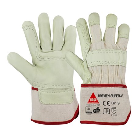 Hase Arbeitshandschuhe Bremen-Super-V Größe 12, Rindnarbenleder